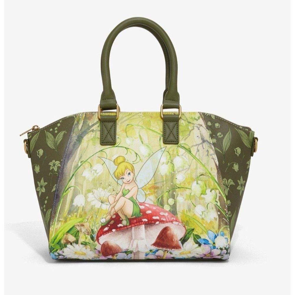 Loungefly Disney Peter Pan Tinker Bell Mushroom Satchel Crossbody Forest Fairy‎